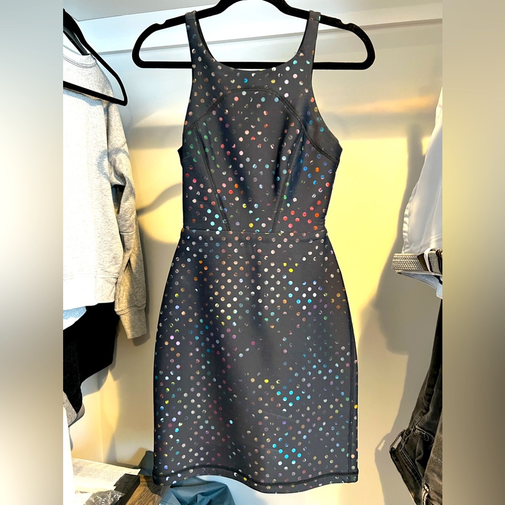 Cynthia Rowley Neoprene cut away neckline with open back detail